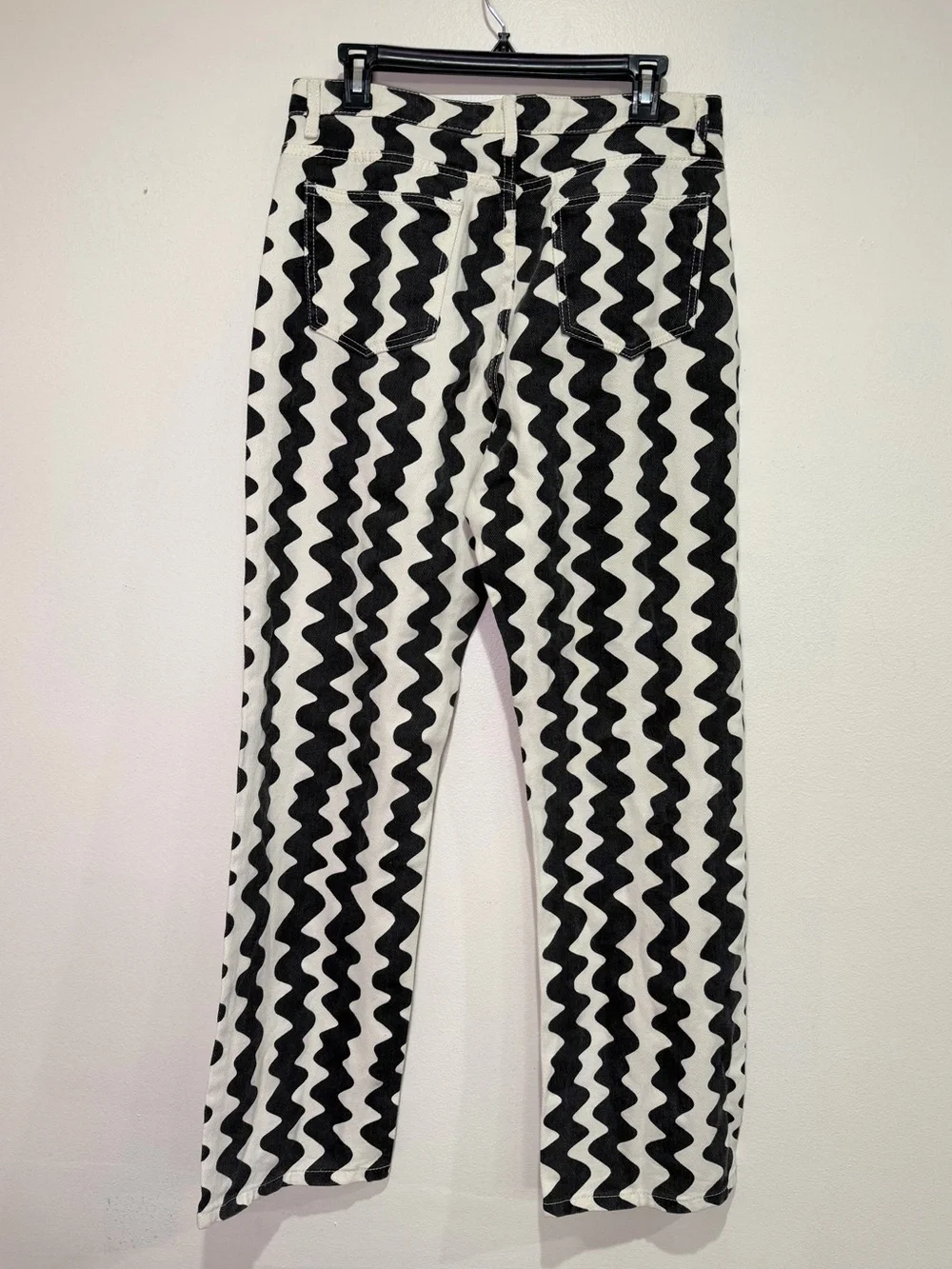 NWT Cider Black Cream Wave Matching Set Crop Top Wide Leg Pants Size Large - Picture 5 of 12